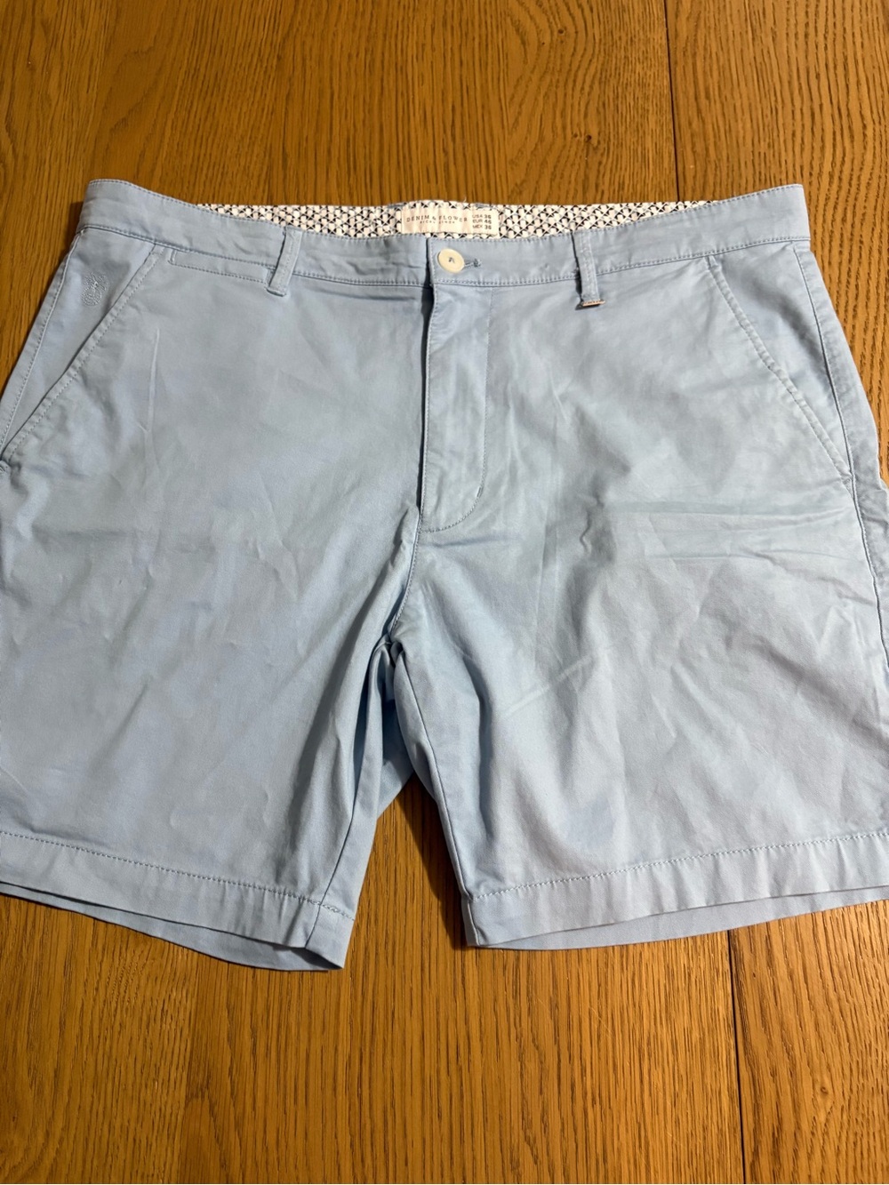 Denim & Flower Pale Blue Flat Front Men's Shorts